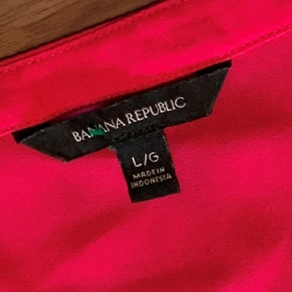 Banana Republic blouse, EUC, Sz large, tunic, long sleeve, intense pink - Picture 3 of 16